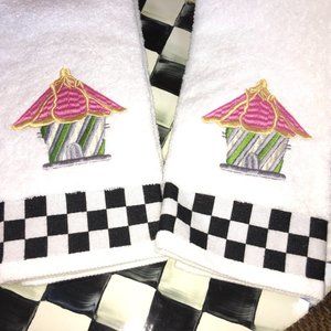 FINAL PRICE!  (2) BRAND NEW RETIRED MacKenzie-Childs Birdhouse Hand Towels